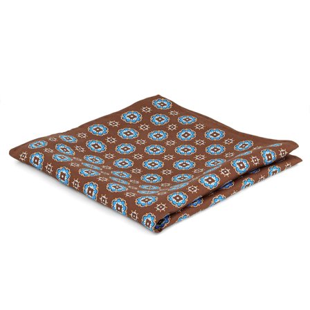 Pochette à motif floral marron et bleu pour hommes - Pochettes de costume à motifs