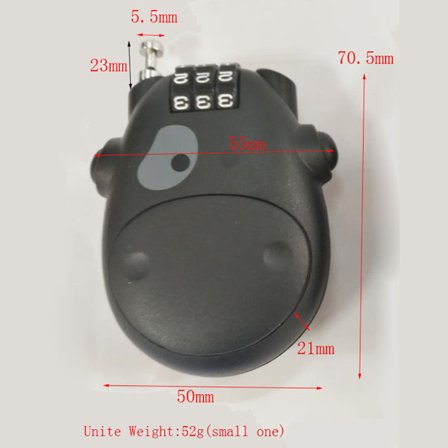 Svart tresifret teleskopisk snorlås med kodelås