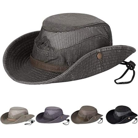 Solhatt, bøttehatt, sommerhatter, sammenleggbar fiskehatt med pustende netting og justerbar hakerem