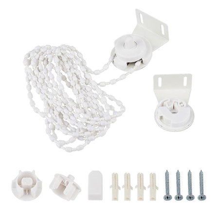 Rullgardinkobling for 38 mm ytre rørrullgardinfester Vindusbehandlingsutstyr med metallbraketter, kulekjede, skruer (hvit)