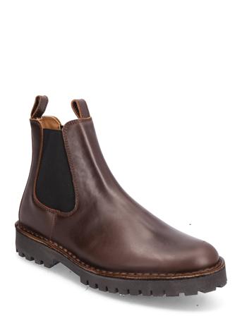 Slhricky Leather Chelsea Boot B Støvletter Chelsea Boot Brun Selected Homme*Betinget Tilbud