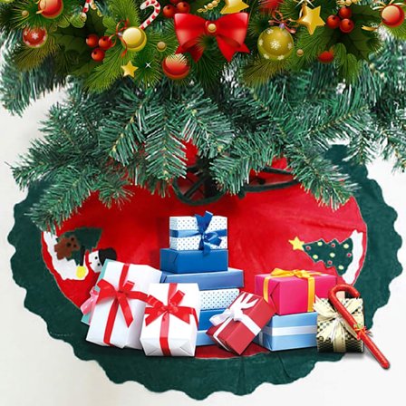 Juletrærskjørt, 80 cm Juletrær Trebasedekorasjon Julepynt Hjemfest Juletrærskjørt Teppe Rød A