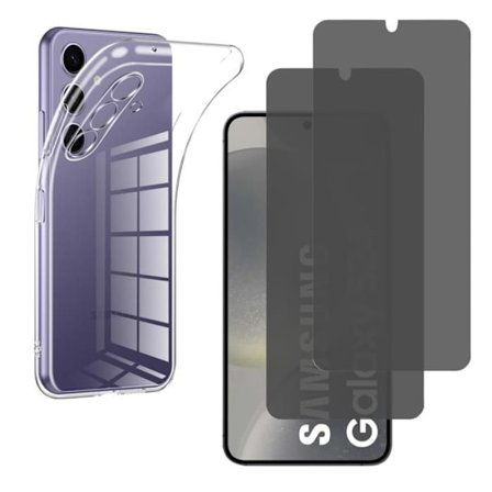Coque og Beskyttelsesglas - Phonillico - Samsung Galaxy S24 - Sort - Antispion - Ridseresistent
