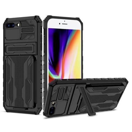 Iphone 7 Plus / 8 Plus Stöttåligt Skal Kickstand & Kortfack Thin Svart