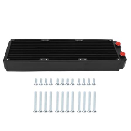 Vannkjølingsradiator 24-rørs dobbeltlags datamaskinradiator i aluminium med G1/4 gjengegrensesnitt for 12 cm viftefeste