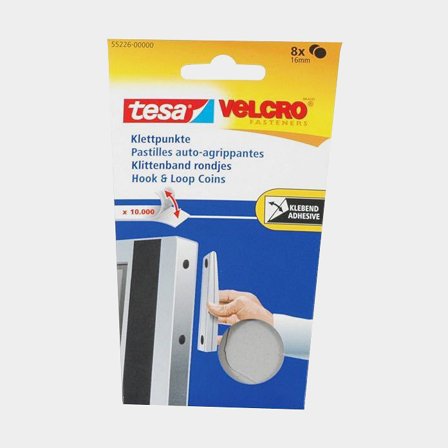 Fita de velcro Tesa On & Off Stick Coins, Ø16 mm, preto, 8-pack