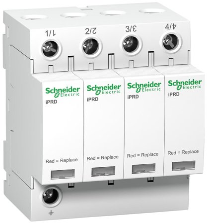 Schneider Electric A9L40400 Ylijännitesuoja epäsuoria salamaniskuja vastaan, iPRD 40R 4 johdin, ilman kosketinta, Liitäntätulpat & kaapelit