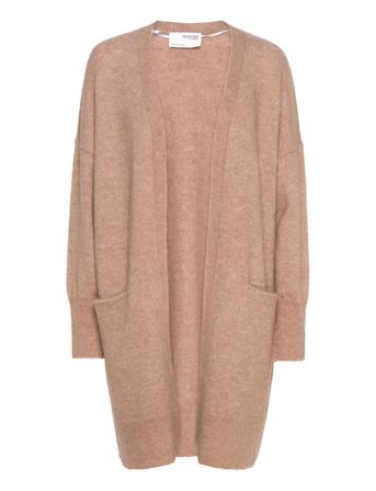 Slflulu New Ls Knit Long Cardi B Curve Neuletakki Beige Seleted Femme Curve