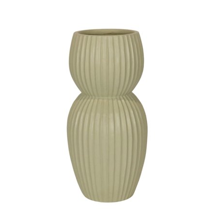 Mintunvihreä MgO-maljakko, 25x25x52,5 cm, uurrettu tekstuuri