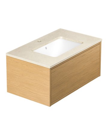 Gustavsberg Ducentic GB71DCVU80ARCC1100 Allaskaappi 80 cm, vaalea tammi/beige kivi, 1 hanareikä Vaalea tammi/beige kivi, Kylpyhuone