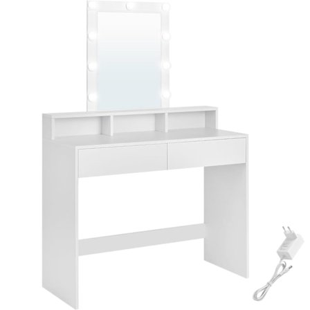 Sminkebord med Justerbar LED-Belysning, Moderne, Hvid