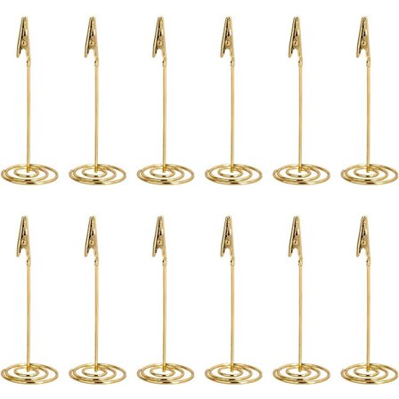 KZQ 12 Stykker - Fotoholder Clip - Fotoholder med Clip - Fotoramme - Kort Holder i Rustfrit Stål - Bordkort Holder - Navneskilt