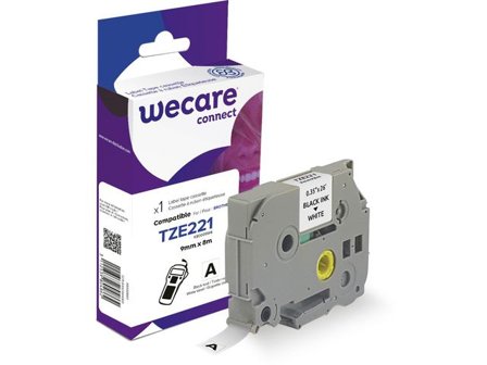 Wecare Tape 9mm TZe-221 Svart på Vit - Lyreco - Kontorsmaskiner > Märkmaskiner och tape > Tape - Brother TZ