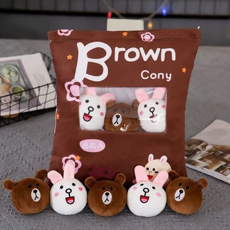 (Brun Bjørn)Søt Snack Pute Fyllte Dyr Leke Dekorative Pu