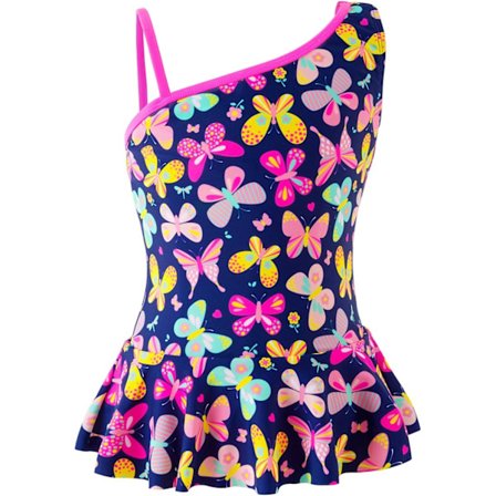 Jenter Hel Badedrakt Blomstret Volang Tropisk Badedrakt Småbarn Strandklær Sommerfugl[HK]