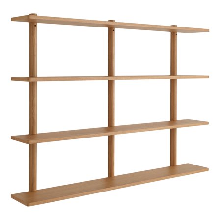 Core reol, 4 hylder - Natur eg - 136x20x104,4 - Opbevaring