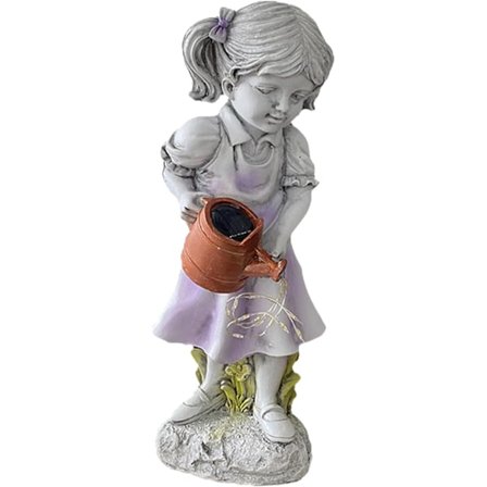 Utendørs Solar Resin Hage Statuer - Jente Hagefigurer | Blomsterbed, Hjem, Plen Dekorativ Skulptur | Flerbruks Solcelledrevet