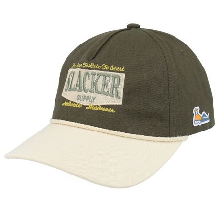 Slacker Supply - Zelená unconstructed Kšiltovka - Batch Logo Beige Rope Golfer Olive/Stone A-frame Adjustable @ Hatstore