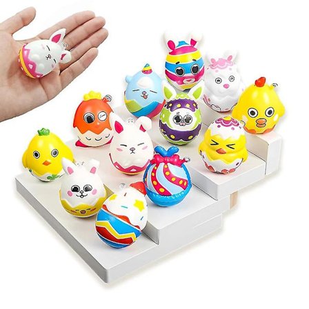 6 stk. Squishy Påskehare Egg Stress Relief Leker Barn Påskefest Favoriserer Gaver til Gjester Eggkurv Fyllstoff Goodie Fillers[D]