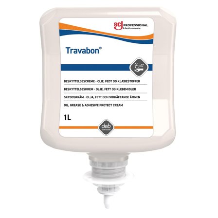 DEB Hudskyddskräm Travabon 1L - Lyreco - Städ och hygien - Tvål och hygien - Hygiensystem - Deb