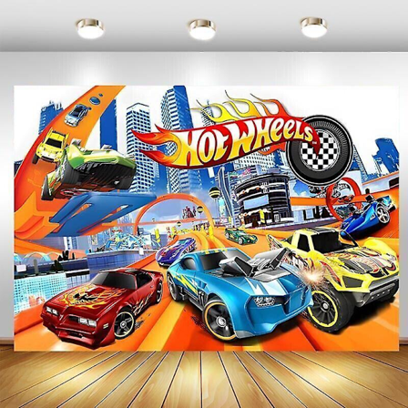 Hot Wheels Backdrop Wild Racer Bil Bursdagsfest Foto Bakgrunn Banner Dekor (FMY)