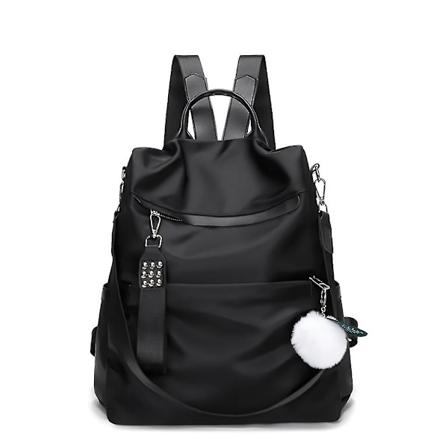 Anti-tyveri Ryggsekk Dagsekk Nylon Skole Skulderveske For Student Tenåringsjenter Black