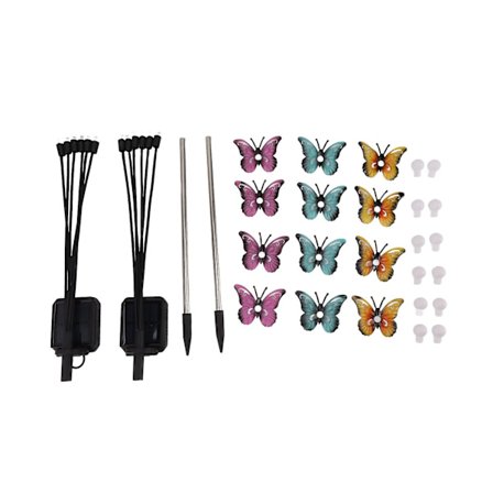 2 Setin aurinkokennovalaisimet puutarhaan, heiluvat perhosvalaisimet, vedenpitävät ulkopuutarhan maisemavalaisimet, LED-koristeellinen rauta