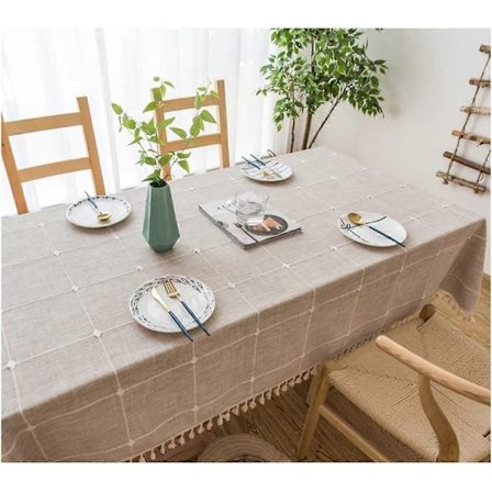 Duk (140 x 178 cm) Broderad tofs Linne Duk (Brun B)