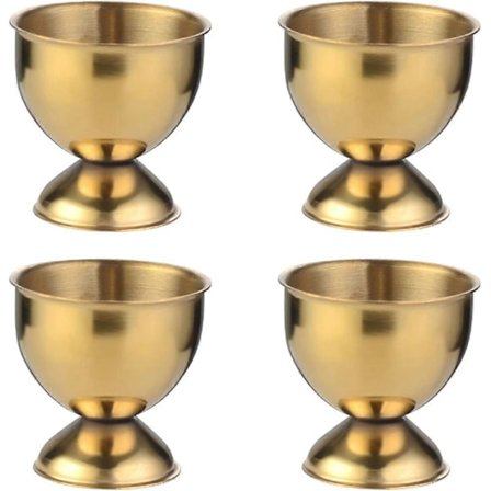 Æggebæger Sæt Rustfrit Stål Blødkogte Æggebægre Holder Stativ Æggebakke Inkluderer 4 Æg Køkken (Guld)