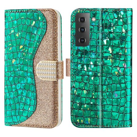 SKALO Samsung S22 Croco Glitter Plånboksfodral - Grön