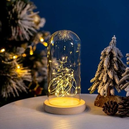 Glaskupa dekoration med kork basplatta glashuva glaskupa dekoration glaskupa med LED