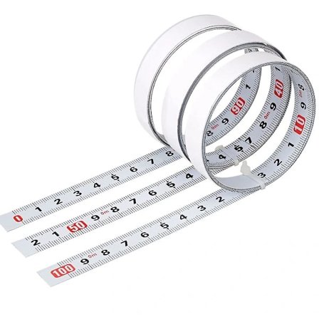 Selvklebende målebånd i karbonstål, selvklebende metrisk linjal, klebrig stållinjal, metrisk selvklebende målebånd, for arbeidsbenk