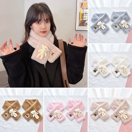 Mordely Kvinnor Plysch Scarfs Söt Bear Halsvärmare