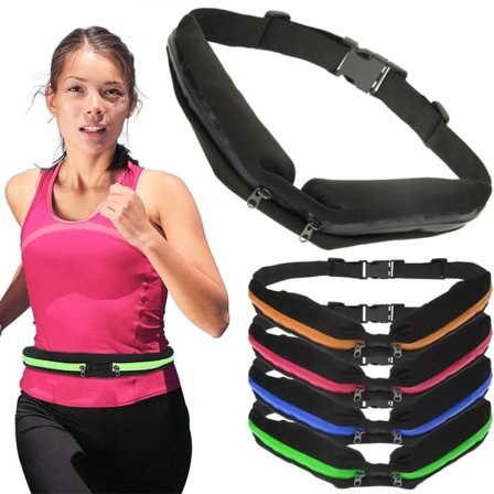 /Hc/Midjeväska / Sportbälte / Träningsbälte med 2 Fack Svart