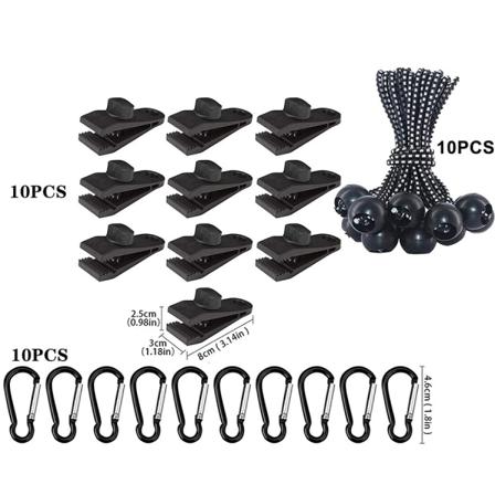 1 set med vindtäta tältklämmor för utomhuscamping, justerbar spiral