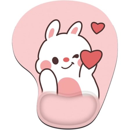 Kanin Kærlighedshjerte Musemåtte Håndledsstøtte Pink Sød Håndledshvile Kawaii Skrivebordstilbehør Skridsikker Ergonomisk Musemåtte til Kontor