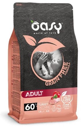 Oasy Grain Free Formula Adult Tacchino Cibo Secco Per Gatti 300g
