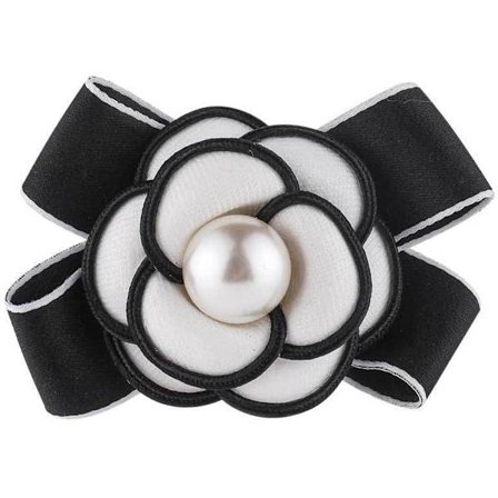 2-delt Vintage Kamelia Perle Sløyfe Blomst Brosjer for Kvinner og Jenter, Stoff Rose Jakkeslags Skjerf Spenne Sikkerhetsnåler, Brudekjole Tilbehør