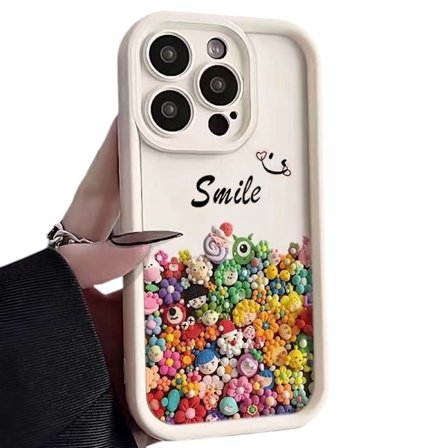 iPhone 13 Pro Max Smile Blossom Skal - Vit