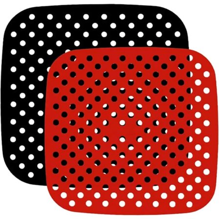 Uudelleenkäytettävä silikoninen air fryer -alusta, helppo puhdistaa, tarttumaton air fryer -korialusta, punainen ja musta, 7,5 tuumaa