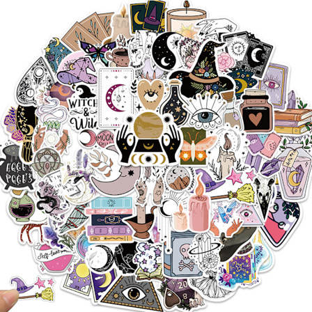 APAREAL Heks Klistermærker Pakke med 100, Vintage Klistermærkesæt til Laptop Cykel Skateboard Motorcykel Snowboard Kuffert, Vandtæt Vinyl Sort og Hvid