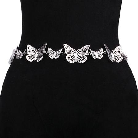 Mode Metallbälte Midjekedja Kvinnor Body Chain Sommar Bikini Back Chain Beach Party Smycken Tillbehör silver