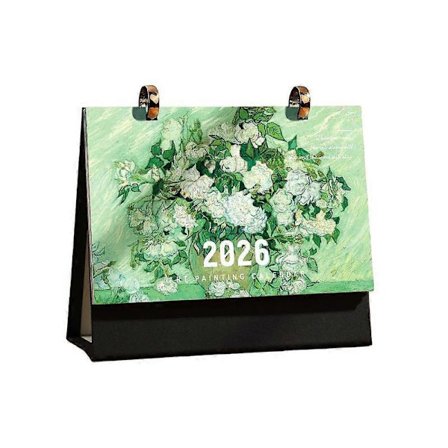 2026 Skrivebordskalender Vintage Maleri Kalender Med Memonotater Månedlig Kalender