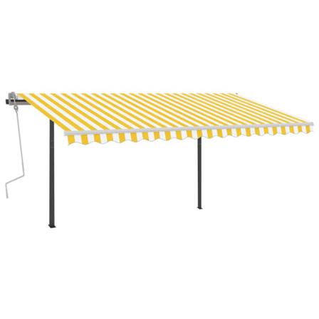 Vidaxl Markis Manuellt Infällbar Med Led 4x3,5 M Gul Och Vit Gul