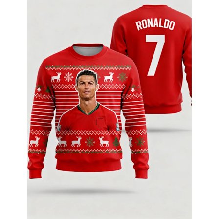 Ronaldo-hahmoinen graafinen huppari jouluhenkinen huppari Jalkapallopaita Syksy Y2K Lasten hupparit Miesten ja naisten collegepaidat
