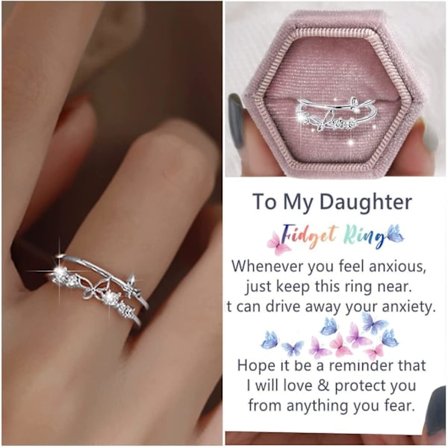 Til min datter Fidget Ring, Til min datter Butterfly Ring, Datter Gave Fra Mor Angst Relief Ringe