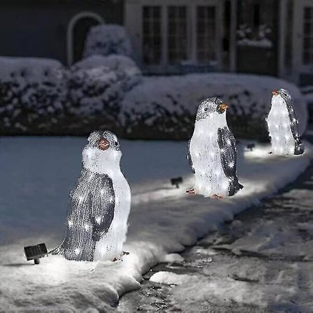 3st Light-up Penguin jul utomhusdekorationer med led trädgårdsljus