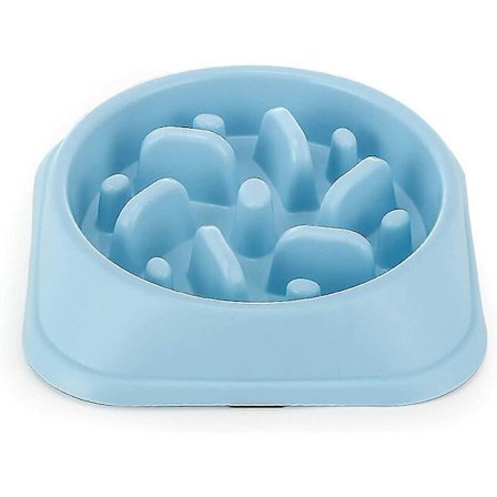 Anti-sluke hundemat, saktefôringsskål med sklisikker bunn, forlenger fôringstiden for å forhindre ulike sykdommer forårsaket av rask fôring (blå)