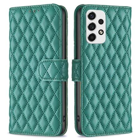 Rhombus mat Samsung Galaxy A53 5G flip etui - Grøn Green
