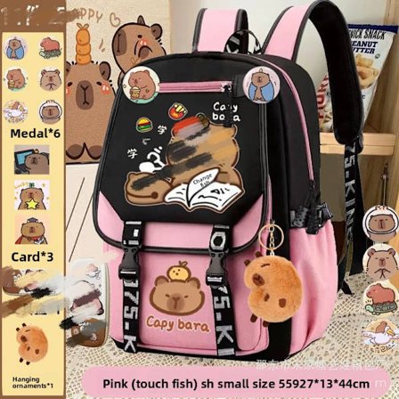 Kapibala rygsæk til drenge og piger, letvægts tegneserie capybara, stor kapacitet rygbeskyttelses rygsæk til børn